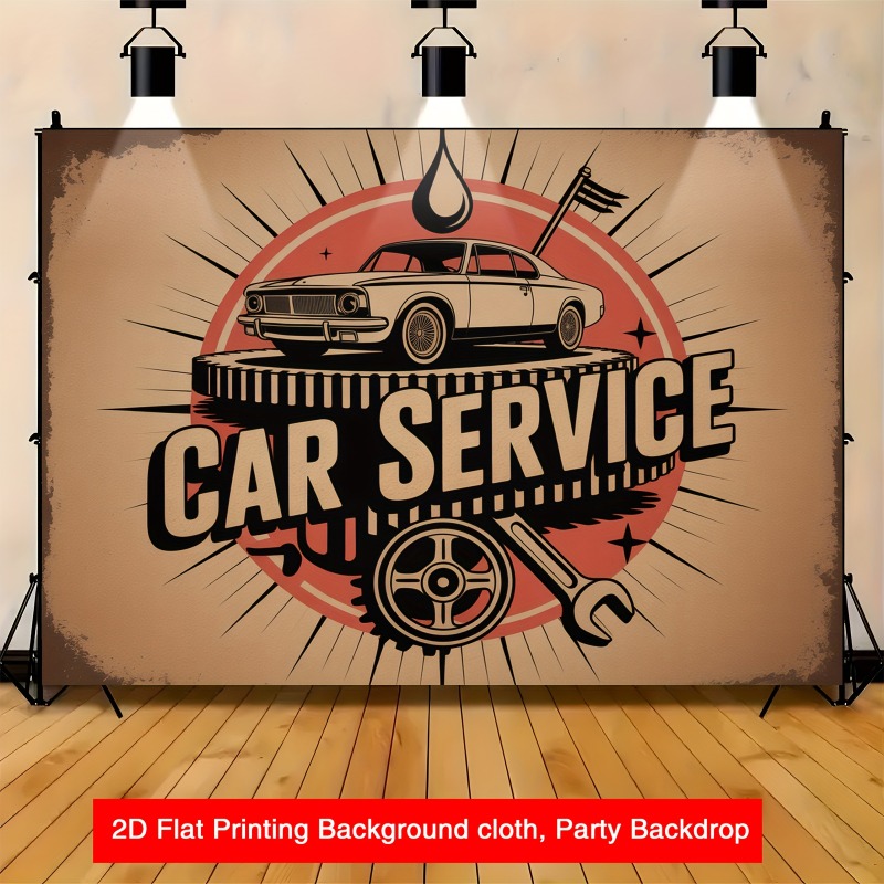 Heavy Equipment Service - Duży retro baner serwisu samochodowego -