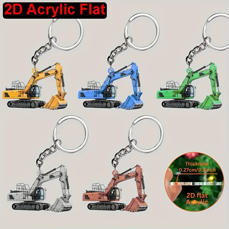 Heavy Equipment Key Ring - 2D Płaski, kolorowy brelok akrylowy z